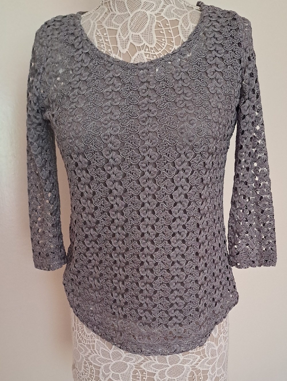 Women's Top with Inside Shirt - Gray